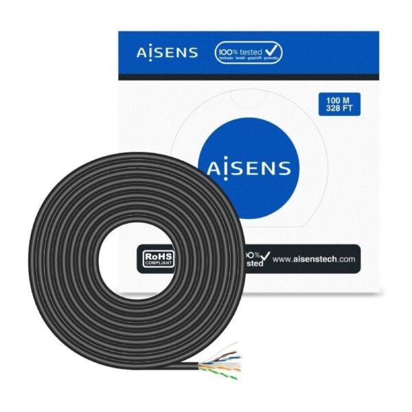 Bobina de Cable RJ45 para Exteriores UTP AWG23 Aisens A135-0675 Cat.6/ 100m/ Impermeable/ Negro - Imagen 3
