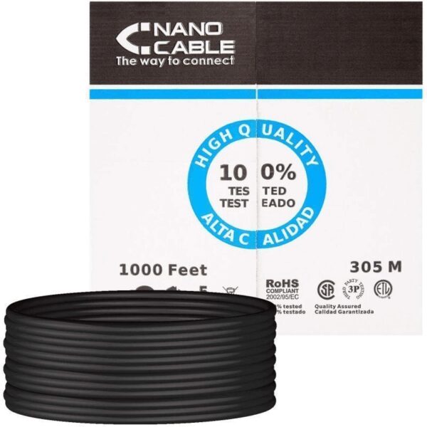 Bobina de Cable RJ45 para Exteriores UTP Nanocable 10.20.0504-EXT-BK Cat.6/ 305m/ Impermeable/ Negro - Imagen 2