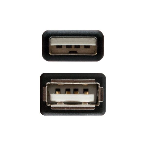 Cable Alargador USB 2.0 Nanocable 10.01.0203-BK/ USB Macho - USB Hembra/ 1.8m/ Negro - Imagen 3