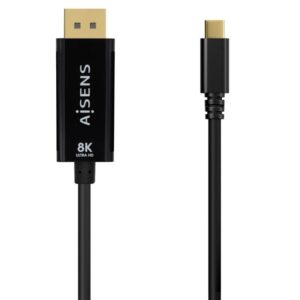 Cable Conversor Aisens A109-0689/ USB Tipo-C Macho - DisplayPort Macho/ Hasta 27W/ 1250Mbps/ 1.8m/ Negro 8436574708264 A109-0689 AIS-CAB A109-0689