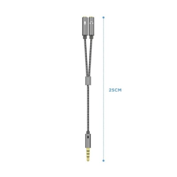 Cable Estéreo Aisens A128-0415/ Jack 3.5 Macho - 2x Jack 3.5 Hembra/ 25cm/ Gris - Imagen 2