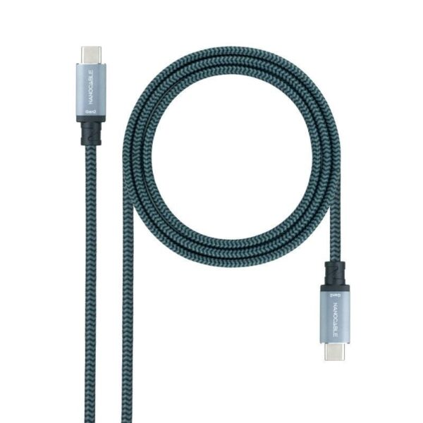Cable USB 3.1 Tipo-C Nanocable 10.01.4101-L150-COMB/ USB Tipo-C Macho - USB Tipo-C Macho/ Hasta 100W/ 20Gbps/ 1.5m/ Gris y Negro - Imagen 2