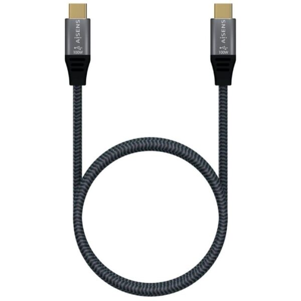 Cable USB 3.2 Tipo-C Aisens A107-0670 20GBPS 100W/ USB Tipo-C Macho - USB Tipo-C Macho/ Hasta 100W/ 2500Mbps/ 60cm/ Gris - Imagen 3