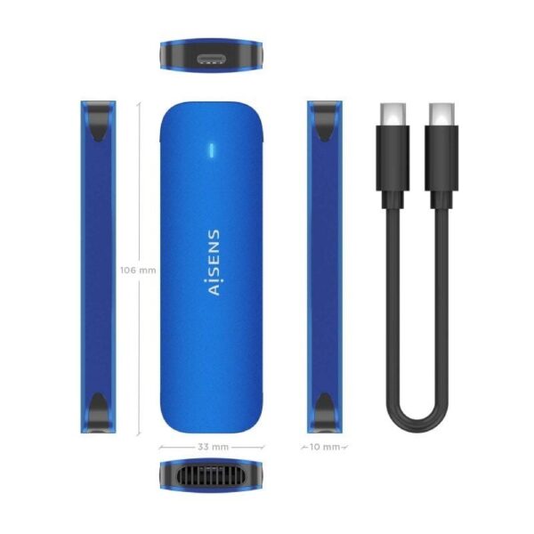 Caja Externa para Disco SSD M.2 NVMe Aisens ASM2-026BLU/ USB 3.2/ Sin tornillos - Imagen 4