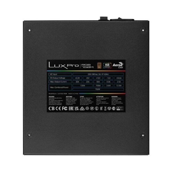 Fuente de Alimentación Aerocool LUXPRO RGB750M/ 750W/ Ventilador 14cm/ 80 Plus Bronze - Imagen 5