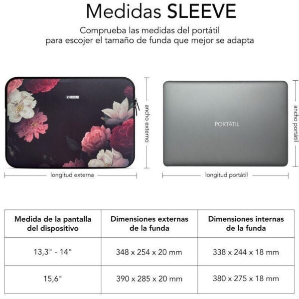 Funda Subblim Trendy Sleeve Neo Flowers para Portátiles hasta 15.6" - Imagen 3
