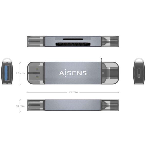 Lector de Tarjetas Externo Aisens ASCR-2AC08-GR/ USB 3.1 - Imagen 4