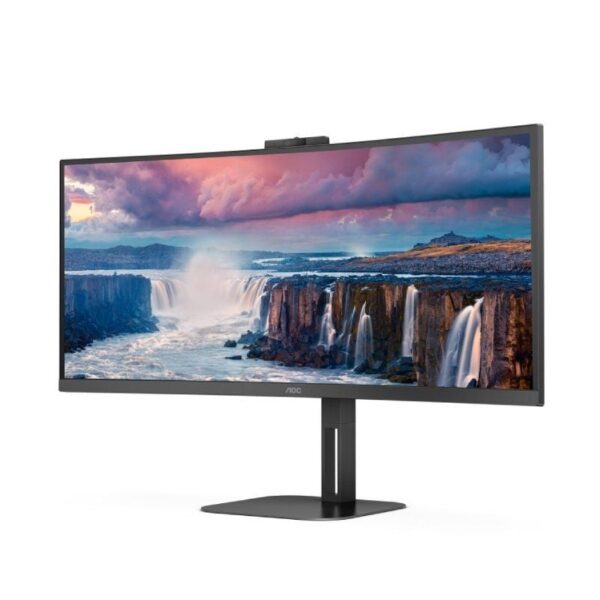 Monitor Profesional Curvo Ultrapanorámico AOC CU34V5CW/BK 34"/ UWQHD/ Webcam/ Multimedia/ Regulable en altura/ Negro - Imagen 2