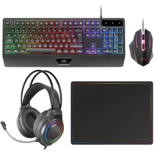 Pack Gaming Mars Gaming MCP124PROES/ Teclado + Ratón Óptico + Auriculares + Alfombrilla 8435693108382 MCP124PROES TAC-PACK MCP124PROES BK