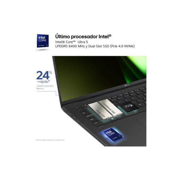 Portátil LG Gram 14Z90S-G.AA55B Intel Core Ultra 5-125H/ 16GB/ 512B SSD/ 14"/ Win11 - Imagen 2