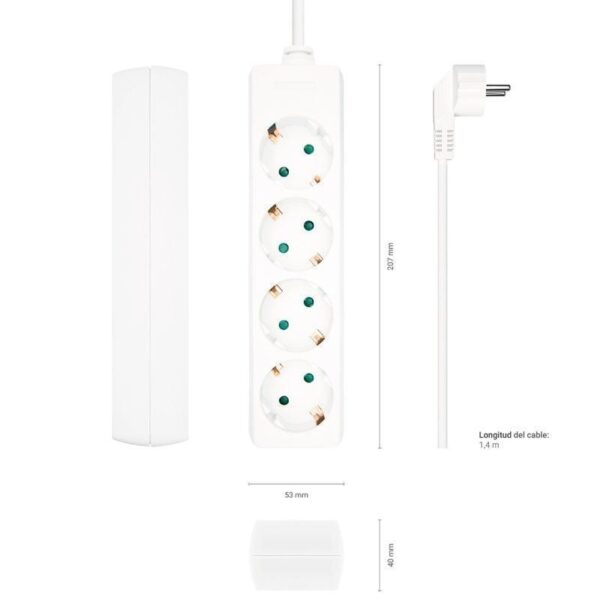 Regleta Aisens A154-0533/ 4 Tomas de Corriente/ Cable 1.4m/ Blanco - Imagen 3