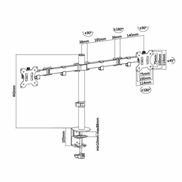 Soporte de Mesa para 2 Monitores Aisens DT32TSR-041/ Giratorio/ Inclinable/ hasta 8kg - Imagen 4