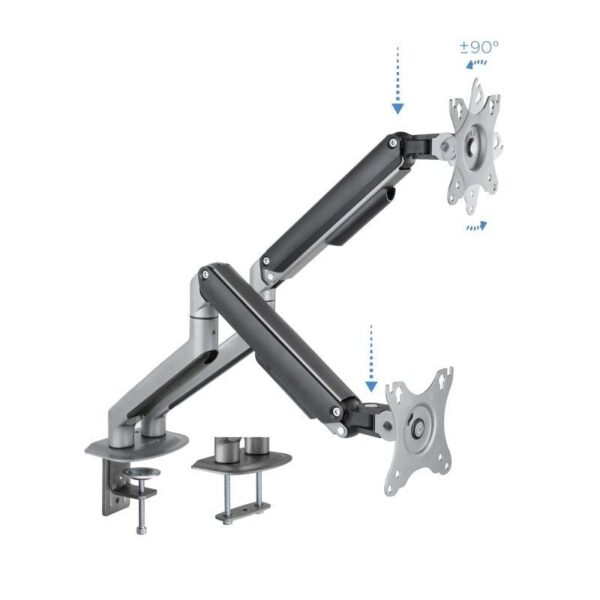 Soporte de Mesa para 2 Monitores TooQ DB4132TNR-G/ Giratorio/ Inclinable/ hasta 9kg - Imagen 2