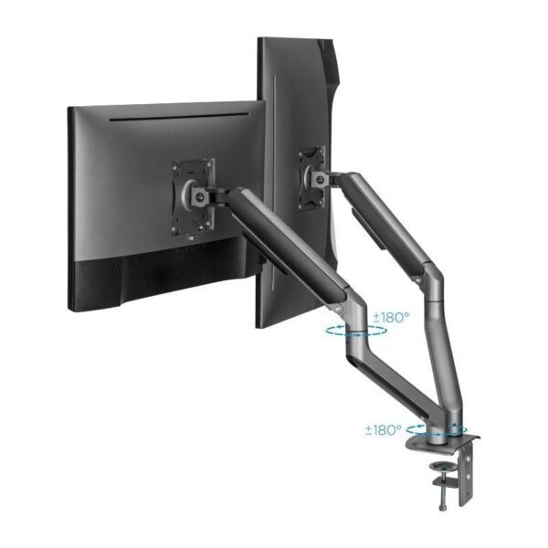 Soporte de Mesa para 2 Monitores TooQ DB4132TNR-G/ Giratorio/ Inclinable/ hasta 9kg - Imagen 4