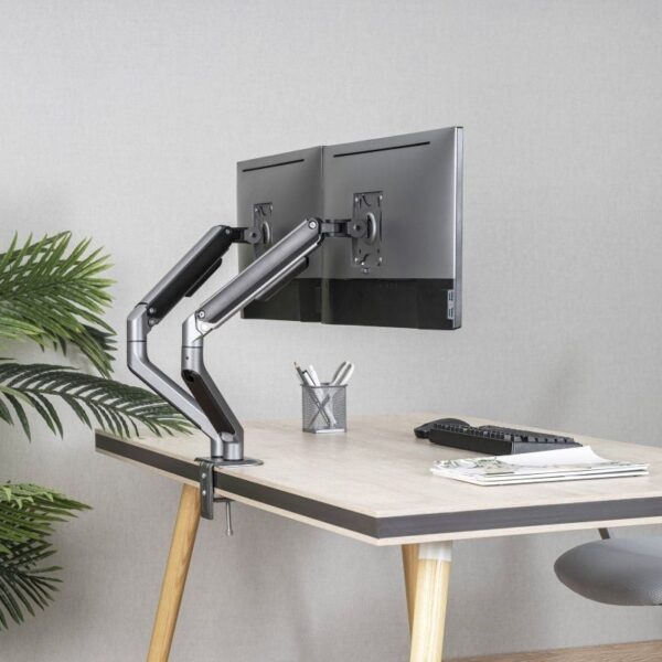 Soporte de Mesa para 2 Monitores TooQ DB4132TNR-G/ Giratorio/ Inclinable/ hasta 9kg - Imagen 5