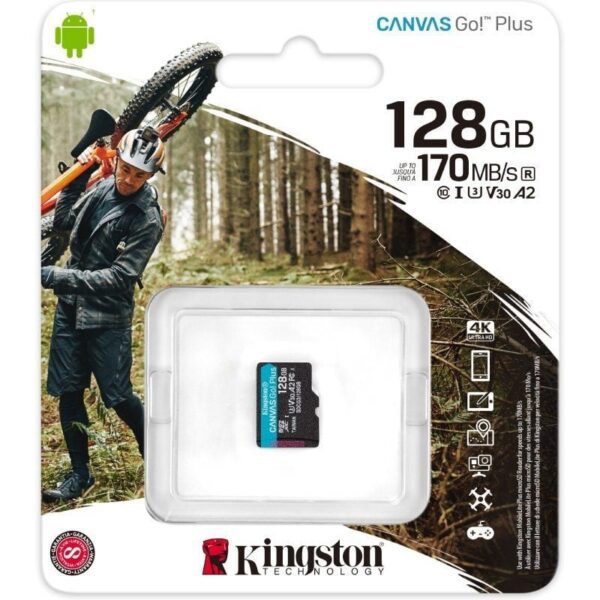 Tarjeta de Memoria Kingston CANVAS Go! Plus 128GB microSD XC/ Clase 10/ 170MBs - Imagen 3