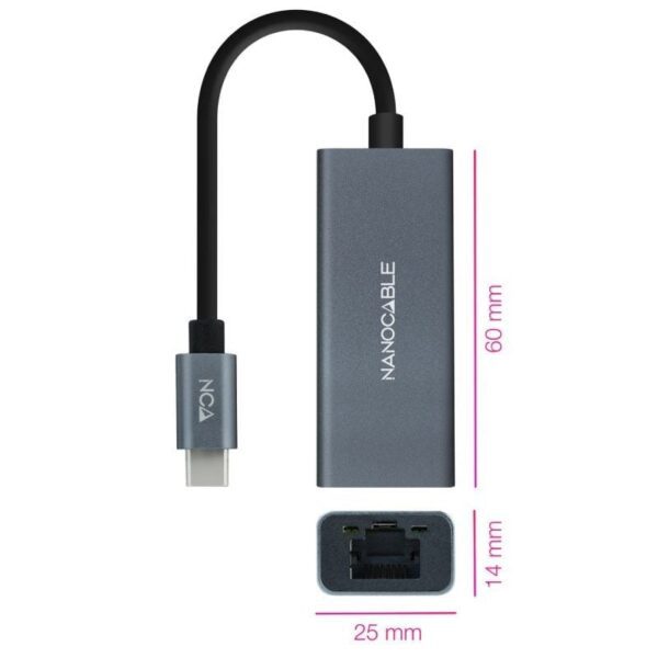 Adaptador Tipo-C - RJ45 Nanocable 10.03.0406/ 1000Mbps - Imagen 2