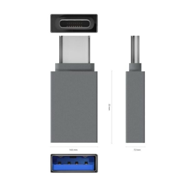 Adaptador USB 3.2 Aisens A108-0718/ USB Hembra - USB Tipo-C Macho/ Gris - Imagen 3