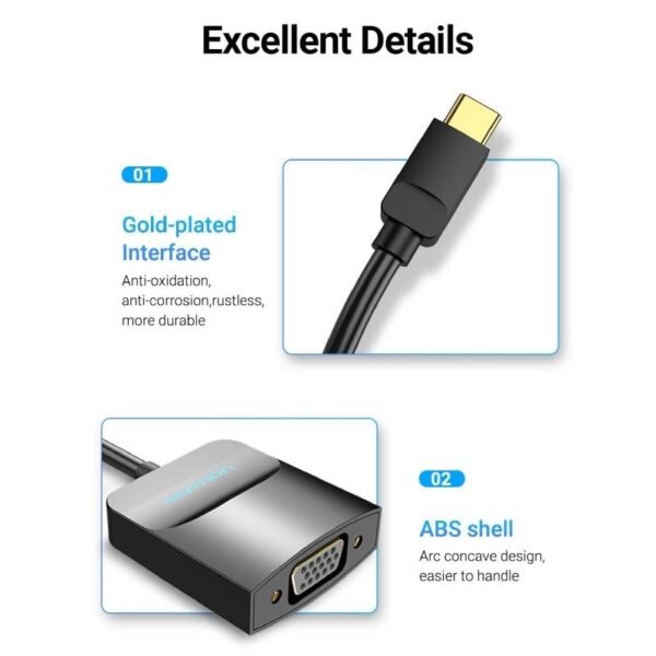 Adaptador USB Tipo-C Vention TDDBB/ USB Tipo-C Macho - VGA Hembra - Imagen 2