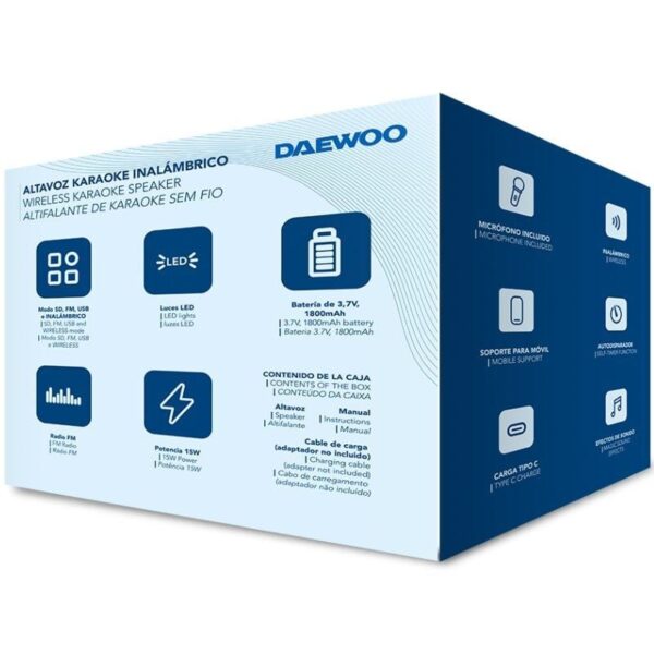 Altavoz con Bluetooth Daewoo Karaoke DW3008/ 15W/ 1.0 - Imagen 4