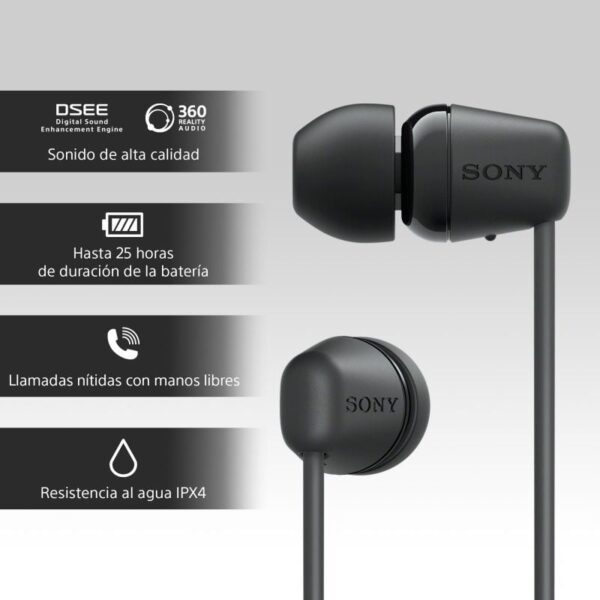 Auriculares Inalámbrico Intrauditivos Sony WI-C100/ con Micrófono/ Bluetooth/ Negros - Imagen 4