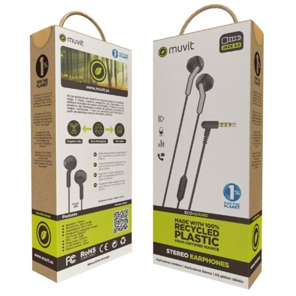 Auriculares Intrauditivos Muvit For Change MCHPH0001/ con Micrófono/ Jack 3.5/ Negros - Imagen 5