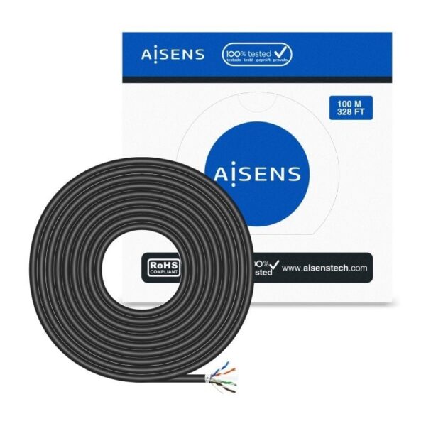 Bobina de Cable RJ45 para Exteriores FTP AWG24 Aisens A135-0673 Cat.6/ 100m/ Impermeable/ Negro - Imagen 3