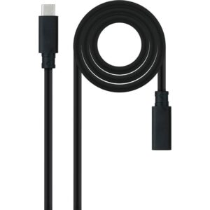 Cable Alargador USB Tipo-C 3.2 Nanocable 10.01.4501-L150/ USB Tipo-C Macho - USB Tipo-C Hembra/ 1.5m/ Negro 8433281015371 10.01.4501-L150 NAN-CAB 10 01 4501-L150