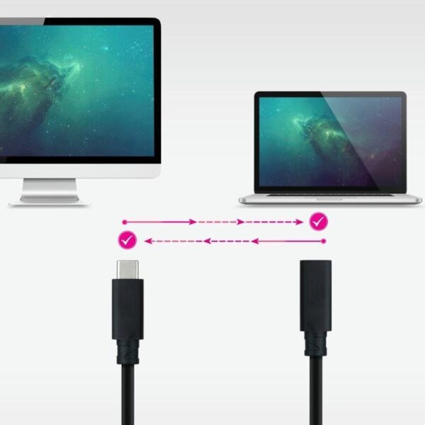 Cable Alargador USB Tipo-C 3.2 Nanocable 10.01.4501-L150/ USB Tipo-C Macho - USB Tipo-C Hembra/ 1.5m/ Negro - Imagen 5