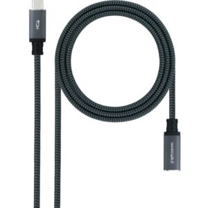 Cable Alargador USB Tipo-C 3.2 Nanocable 10.01.4502-COMB/ USB Tipo-C Macho - USB Tipo-C Hembra/ 2m/ Negro 8433281015425 10.01.4502-COMB NAN-CAB 10 01 4502-COMB