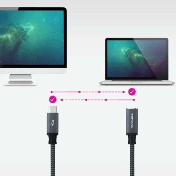 Cable Alargador USB Tipo-C 3.2 Nanocable 10.01.4502-COMB/ USB Tipo-C Macho - USB Tipo-C Hembra/ 2m/ Negro - Imagen 5