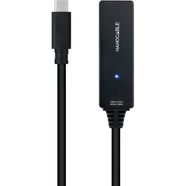 Cable Alargador USB Tipo-C 3.2 con Amplificador Nanocable 10.01.1311/ USB Tipo-C Macho - USB Tipo-C Hembra/ 5m/ Negro - Imagen 2