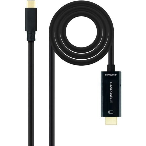 Cable Conversor Nanocable 10.15.5105/ USB Tipo-C Macho - HDMI Macho/ 5m/ Negro 8433281015463 10.15.5105 NAN-CAB 10 15 5105
