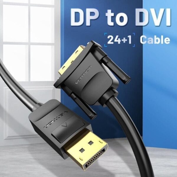 Cable Conversor Vention HAFBF/ DisplayPort Macho - DVI Macho/ 1m/ Negro - Imagen 2