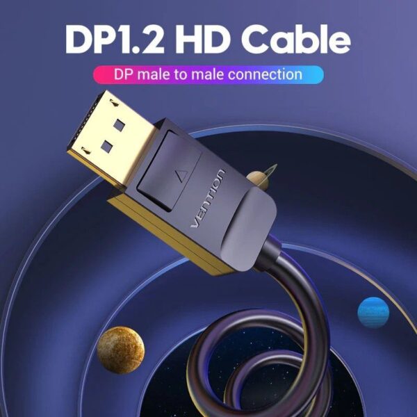Cable DisplayPort 1.2 4K Vention HACBF/ DisplayPort Macho - DisplayPort Macho/ 1m/ Negro - Imagen 2