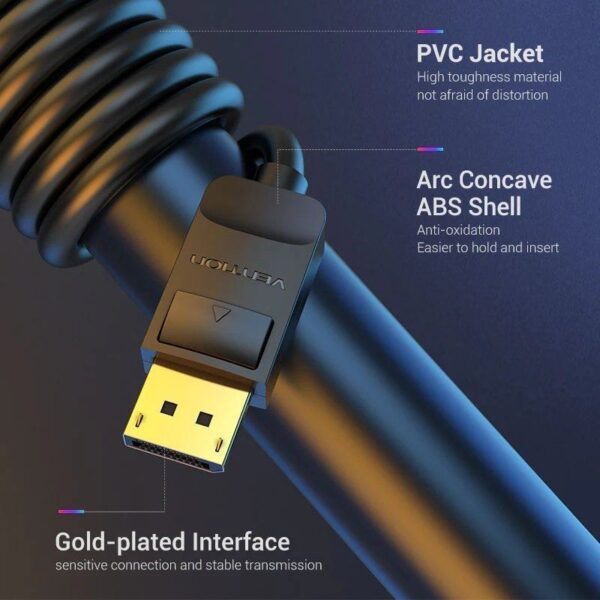 Cable DisplayPort 1.2 4K Vention HACBF/ DisplayPort Macho - DisplayPort Macho/ 1m/ Negro - Imagen 4