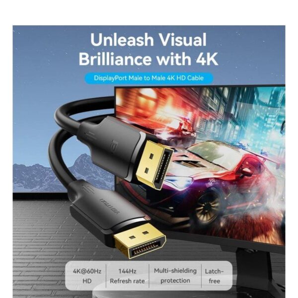 Cable DisplayPort Vention HAKBG/ DisplayPort Macho - DisplayPort 4K Macho/ 1.5m/ Negro - Imagen 2