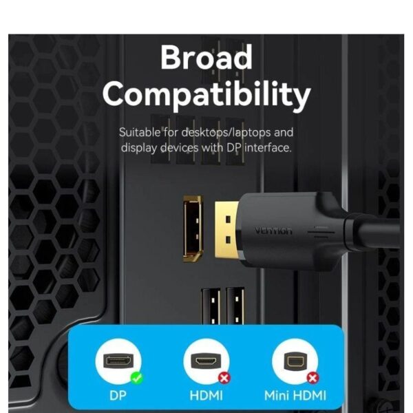 Cable DisplayPort Vention HAKBG/ DisplayPort Macho - DisplayPort 4K Macho/ 1.5m/ Negro - Imagen 5