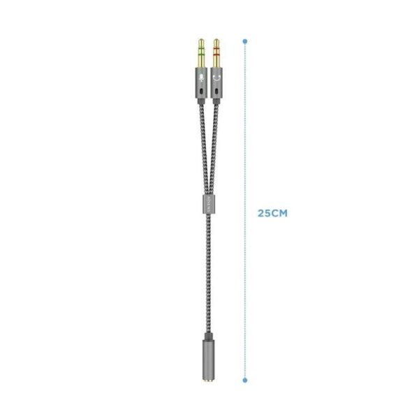 Cable Estéreo Aisens A128-0417/ Jack 3.5 Hembra - 2x Jack 3.5 Macho/ 25cm/ Gris - Imagen 2