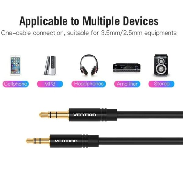 Cable Estéreo Vention BALBG/ Jack 3.5 Macho - Jack 2.5 Hembra/ 1.5m/ Negro - Imagen 2