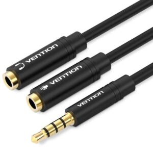 Cable Estéreo Vention BBVBY/ Jack 3.5 Macho - 2x Jack 3.5 Hembra/ 30cm/ Negro 6922794740983 BBVBY VEN-CAB BBVBY