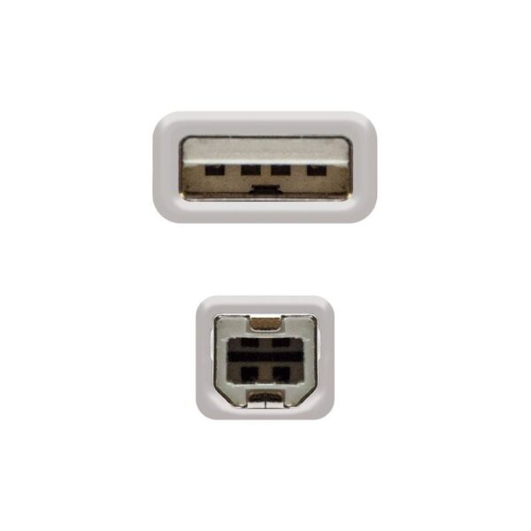 Cable USB 2.0 Impresora Nanocable 10.01.0102/ USB Tipo-B Macho - USB Macho/ 1m/ Beige - Imagen 2