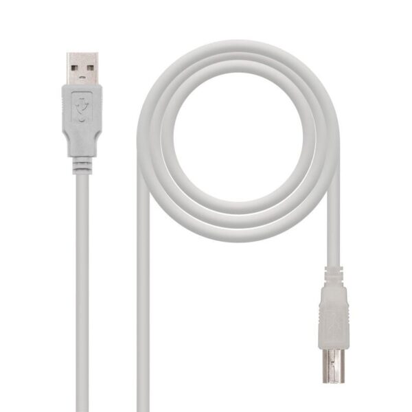 Cable USB 2.0 Impresora Nanocable 10.01.0102/ USB Tipo-B Macho - USB Macho/ 1m/ Beige - Imagen 3