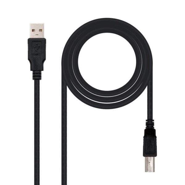 Cable USB 2.0 Impresora Nanocable 10.01.0102/ USB Tipo-B Macho - USB Macho/ 1m/ Negro - Imagen 2