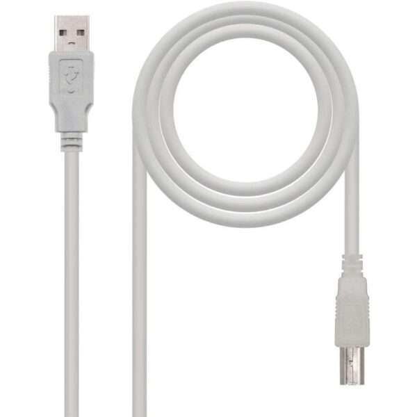 Cable USB 2.0 Impresora Nanocable 10.01.0103/ USB Tipo-B Macho - USB Macho/ 1.8m/ Beige - Imagen 2