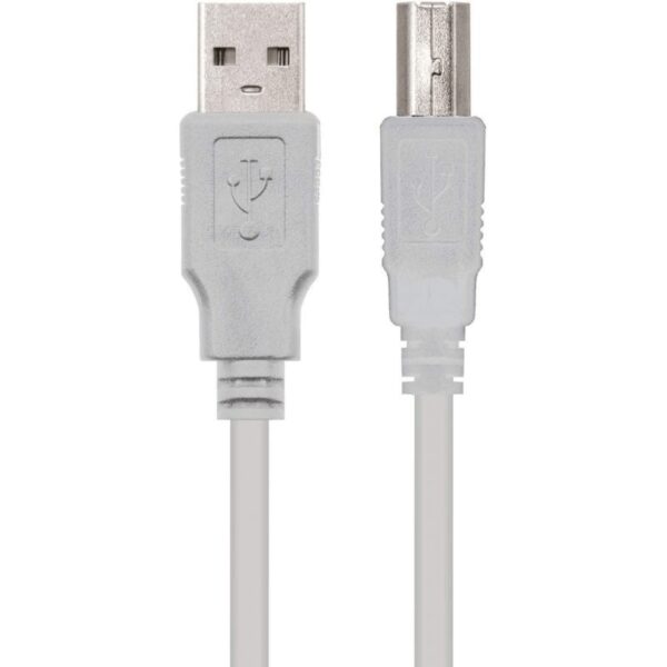 Cable USB 2.0 Impresora Nanocable 10.01.0103/ USB Tipo-B Macho - USB Macho/ 1.8m/ Beige - Imagen 3