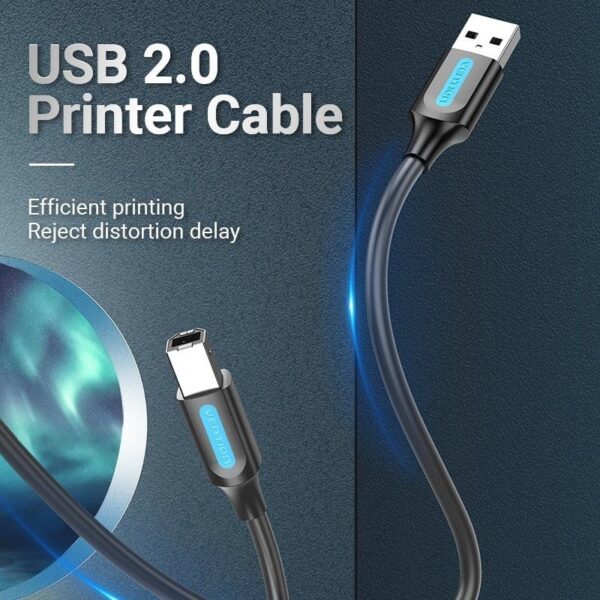 Cable USB 2.0 Impresora Vention COQBG/ USB Tipo-B Macho - USB Macho/ 480Mbps/ 1.5m/ Negro - Imagen 2