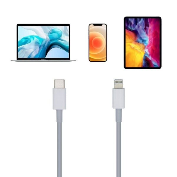 Cable USB 2.0 Tipo-C Lightning Aisens A102-0441/ Lightning Macho - USB Tipo-C Macho/ 20cm/ Blanco - Imagen 4