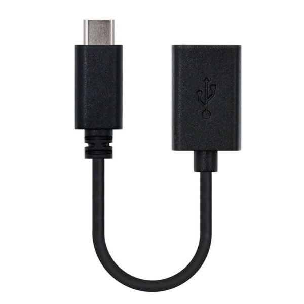 Cable USB 2.0 Tipo-C Nanocable 10.01.2400/ USB Tipo-C Macho - USB Hembra/ 15cm/ Negro 8433281007796 10.01.2400 NAN-CAB 10 01 2400