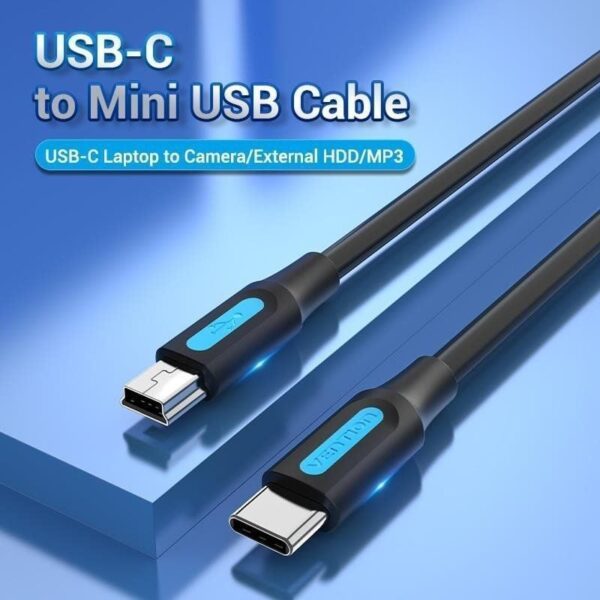 Cable USB 2.0 Tipo-C Vention COWBD/ USB Tipo-C Macho - MiniUSB Macho/ Hasta 10W/ 480Mbps/ 50cm/ Negro - Imagen 2